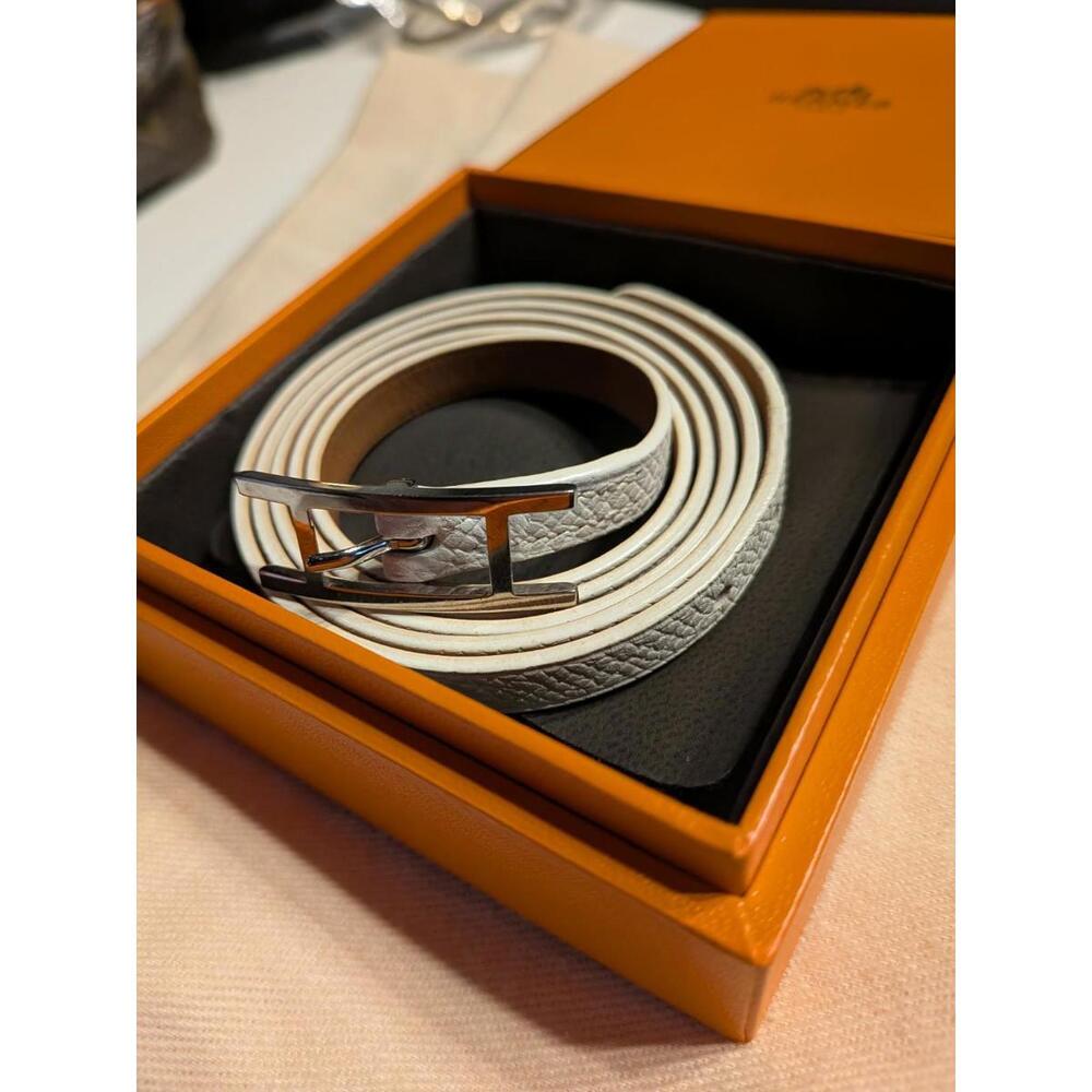 Rare White! Hermes Leather Hapi Quadruple Tour Wrap Bracelet 33" WITH Box Behapi